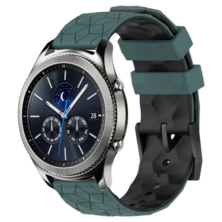 22 mm breites Silikonarmband mit Fußballmuster in zwei Farben, passend für Samsung Galaxy Watch3 (45 mm), Samsung Galaxy Watch (46 mm), Samsung Gear S3 Classic und Samsung Gear S3 Frontier.