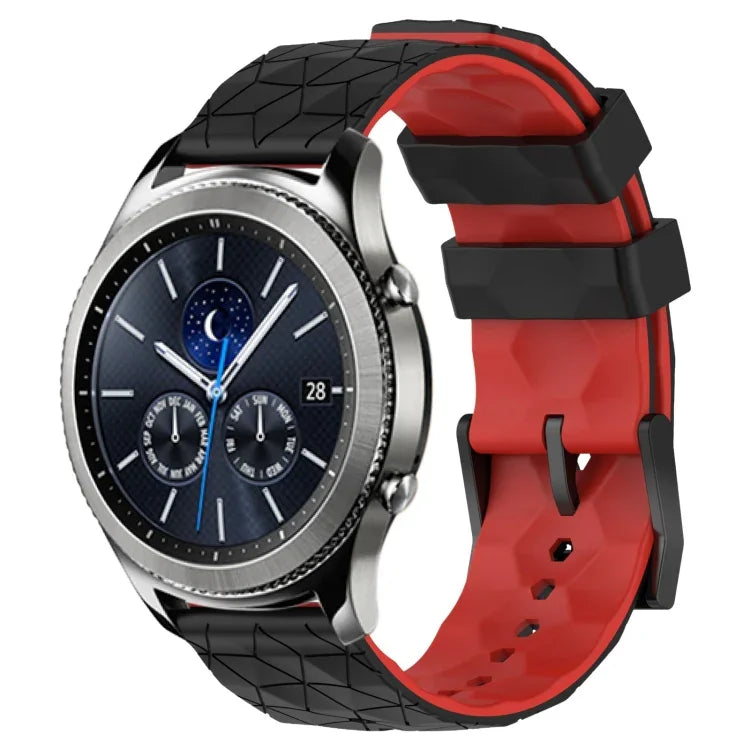 22 mm breites Silikonarmband mit Fußballmuster in zwei Farben, passend für Samsung Galaxy Watch3 (45 mm), Samsung Galaxy Watch (46 mm), Samsung Gear S3 Classic und Samsung Gear S3 Frontier.