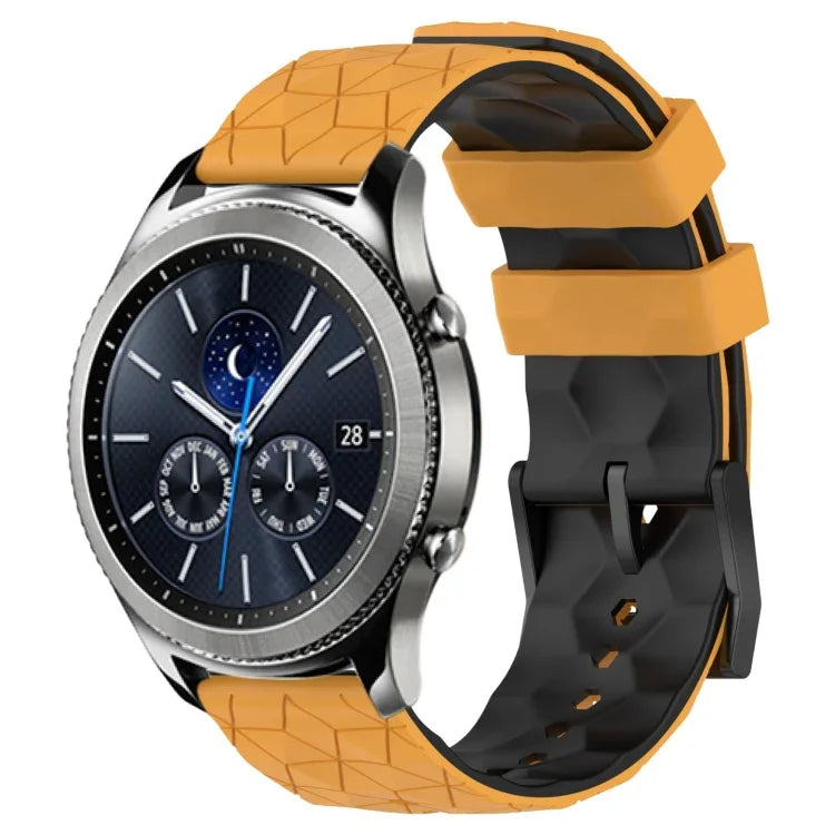 22 mm breites Silikonarmband mit Fußballmuster in zwei Farben, passend für Samsung Galaxy Watch3 (45 mm), Samsung Galaxy Watch (46 mm), Samsung Gear S3 Classic und Samsung Gear S3 Frontier.