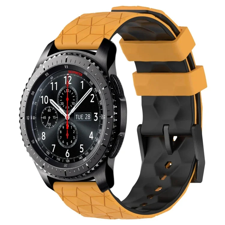 22 mm breites Silikonarmband mit Fußballmuster in zwei Farben, passend für Samsung Galaxy Watch3 (45 mm), Samsung Galaxy Watch (46 mm), Samsung Gear S3 Classic und Samsung Gear S3 Frontier.