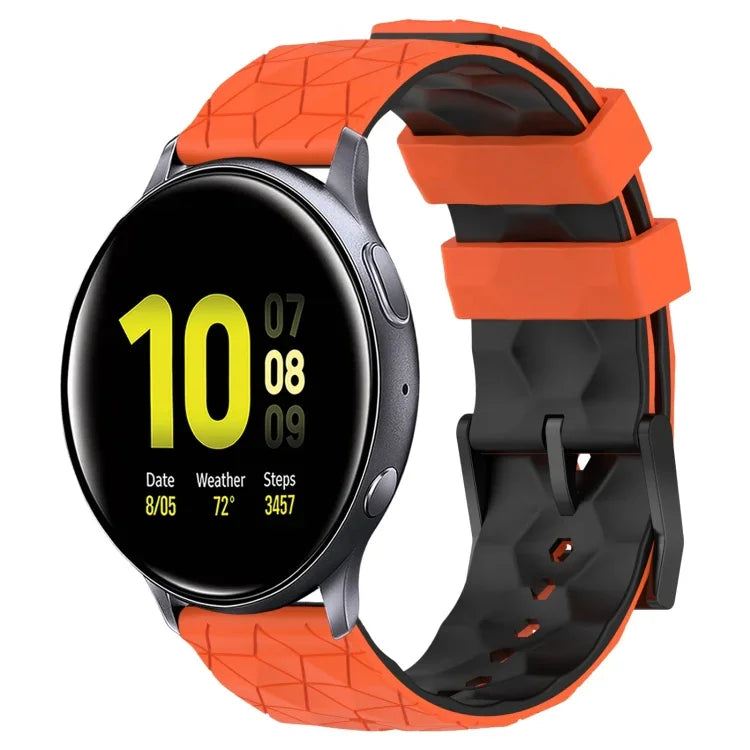 20 mm breites Silikonarmband mit Fußballmuster in zwei Farben, passend für Samsung Galaxy Watch Active 2 (44 mm) und Samsung Galaxy Watch (42 mm).