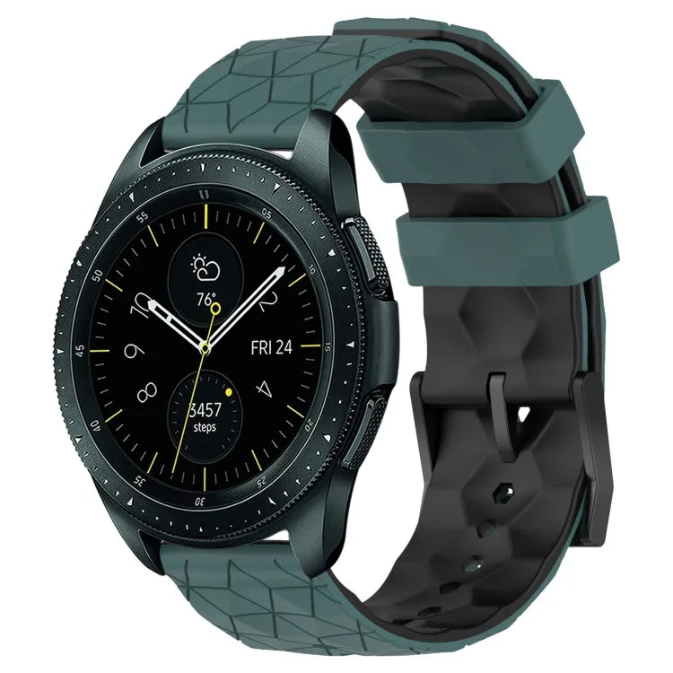 20mm Football Pattern Two-Color Silicone Watch Band, For Samsung Galaxy Watch Active 2 44mm, For Samsung Galaxy Watch 42mm