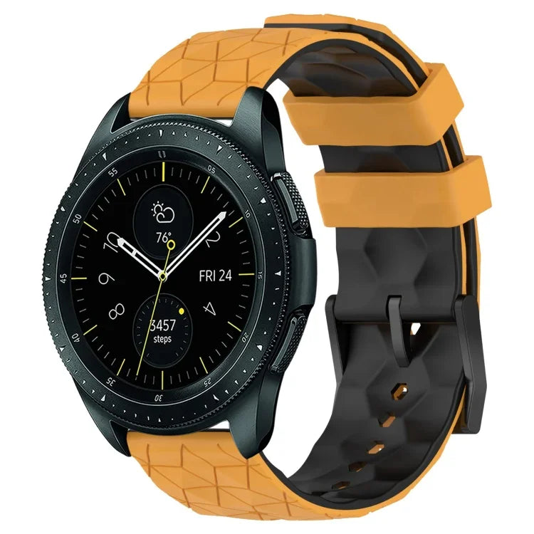 20mm Football Pattern Two-Color Silicone Watch Band, For Samsung Galaxy Watch Active 2 44mm, For Samsung Galaxy Watch 42mm