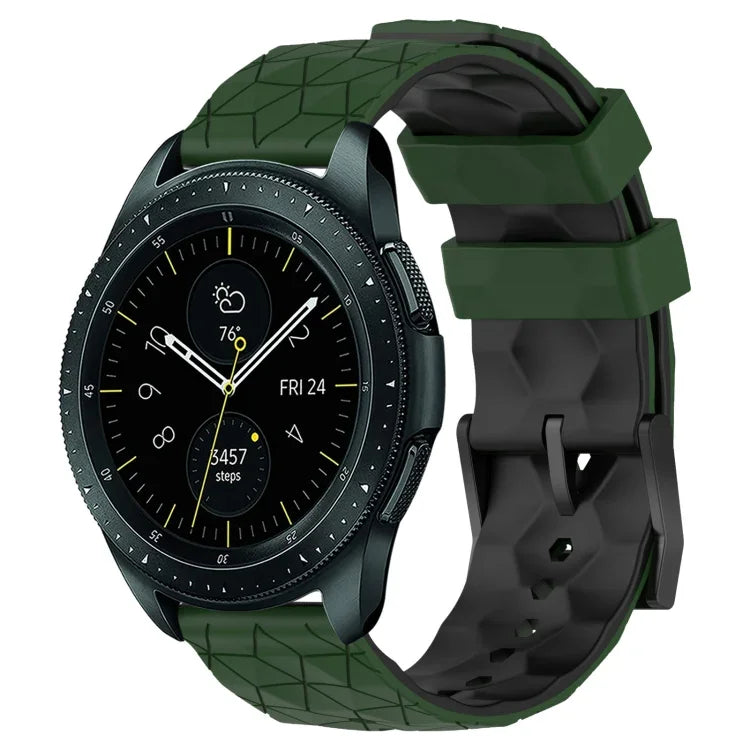 20mm Football Pattern Two-Color Silicone Watch Band, For Samsung Galaxy Watch Active 2 44mm, For Samsung Galaxy Watch 42mm