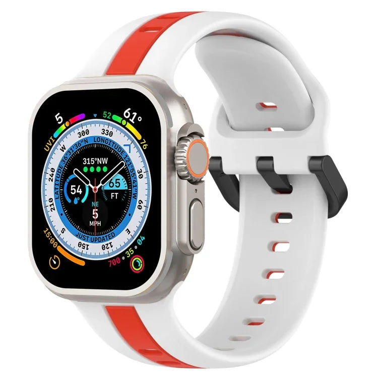 Zweifarbiges Silikon-Uhrenarmband mit Schlaufenverschluss, für Apple Watch Ultra 49 mm, Apple Watch Series 8 &amp; 7 45 mm und Apple Watch Series 8 &amp; 7 41 mm