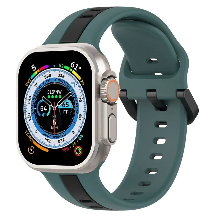Zweifarbiges Silikon-Uhrenarmband mit Schlaufenverschluss, für Apple Watch Ultra 49 mm, Apple Watch Series 8 &amp; 7 45 mm und Apple Watch Series 8 &amp; 7 41 mm