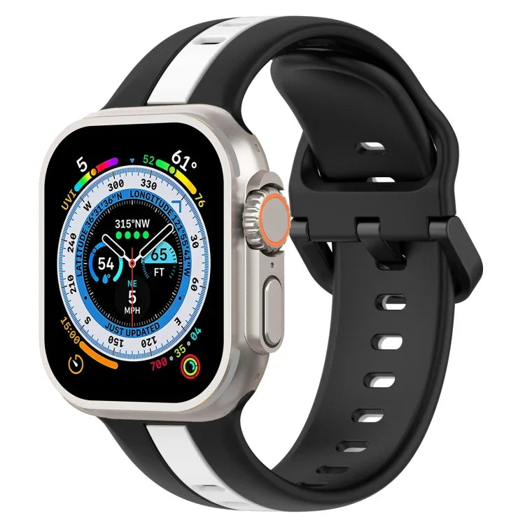 Zweifarbiges Silikon-Uhrenarmband mit Schlaufenverschluss, für Apple Watch Ultra 49 mm, Apple Watch Series 8 &amp; 7 45 mm und Apple Watch Series 8 &amp; 7 41 mm