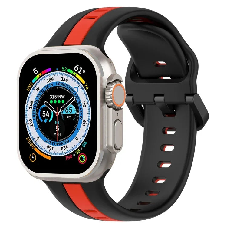 Zweifarbiges Silikon-Uhrenarmband mit Schlaufenverschluss, für Apple Watch Ultra 49 mm, Apple Watch Series 8 &amp; 7 45 mm und Apple Watch Series 8 &amp; 7 41 mm