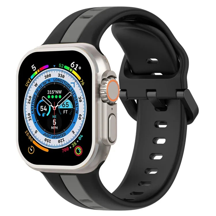 Zweifarbiges Silikon-Uhrenarmband mit Schlaufenverschluss, für Apple Watch Ultra 49 mm, Apple Watch Series 8 &amp; 7 45 mm und Apple Watch Series 8 &amp; 7 41 mm