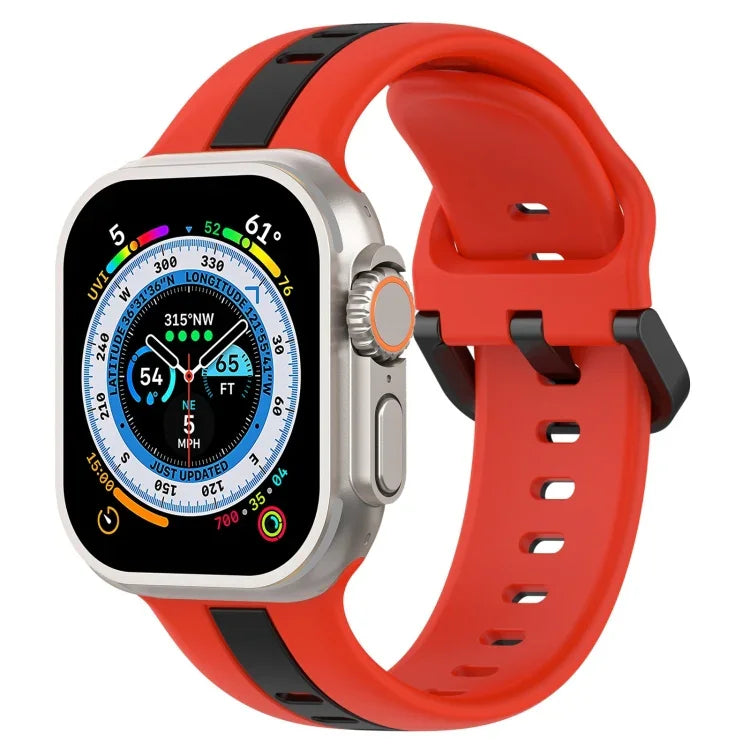 Zweifarbiges Silikon-Uhrenarmband mit Schlaufenverschluss, für Apple Watch Ultra 49 mm, Apple Watch Series 8 &amp; 7 45 mm und Apple Watch Series 8 &amp; 7 41 mm