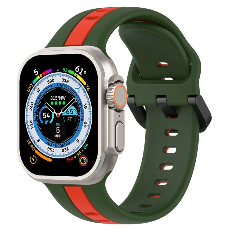 Zweifarbiges Silikon-Uhrenarmband mit Schlaufenverschluss, für Apple Watch Ultra 49 mm, Apple Watch Series 8 &amp; 7 45 mm und Apple Watch Series 8 &amp; 7 41 mm