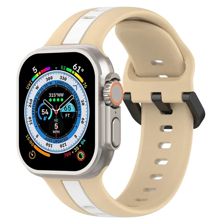 Zweifarbiges Silikon-Uhrenarmband mit Schlaufenverschluss, für Apple Watch Ultra 49 mm, Apple Watch Series 8 &amp; 7 45 mm und Apple Watch Series 8 &amp; 7 41 mm