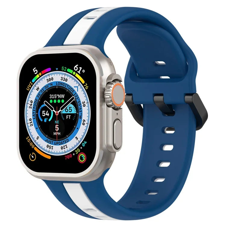 Zweifarbiges Silikon-Uhrenarmband mit Schlaufenverschluss, für Apple Watch Ultra 49 mm, Apple Watch Series 8 &amp; 7 45 mm und Apple Watch Series 8 &amp; 7 41 mm