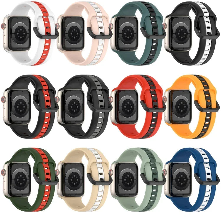 Zweifarbiges Silikon-Uhrenarmband mit Schlaufenverschluss, für Apple Watch Ultra 49 mm, Apple Watch Series 8 &amp; 7 45 mm und Apple Watch Series 8 &amp; 7 41 mm