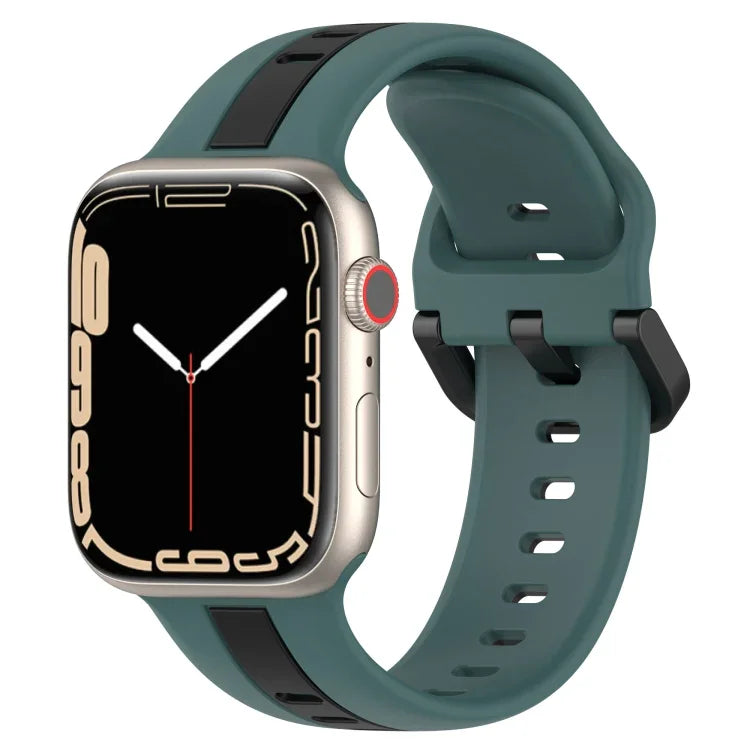 Zweifarbiges Silikon-Uhrenarmband mit Schlaufenverschluss, für Apple Watch Ultra 49 mm, Apple Watch Series 8 &amp; 7 45 mm und Apple Watch Series 8 &amp; 7 41 mm
