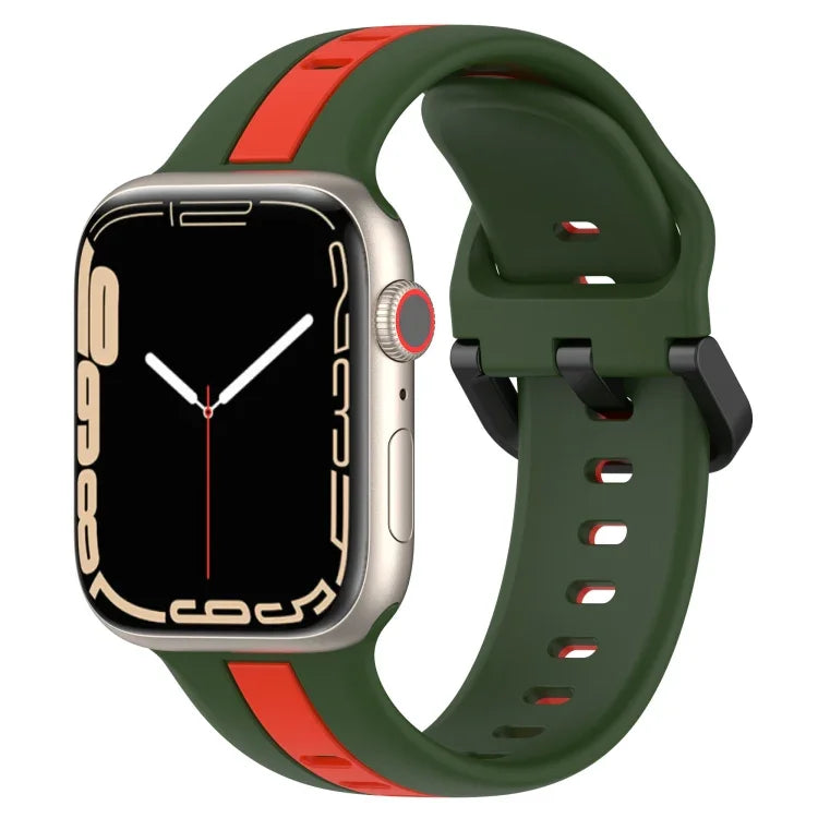 Zweifarbiges Silikon-Uhrenarmband mit Schlaufenverschluss, für Apple Watch Ultra 49 mm, Apple Watch Series 8 &amp; 7 45 mm und Apple Watch Series 8 &amp; 7 41 mm
