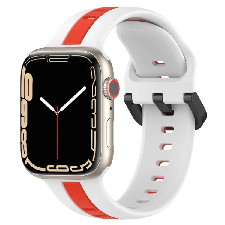 Zweifarbiges Silikon-Uhrenarmband mit Schlaufenverschluss, für Apple Watch Ultra 49 mm, Apple Watch Series 8 &amp; 7 45 mm und Apple Watch Series 8 &amp; 7 41 mm