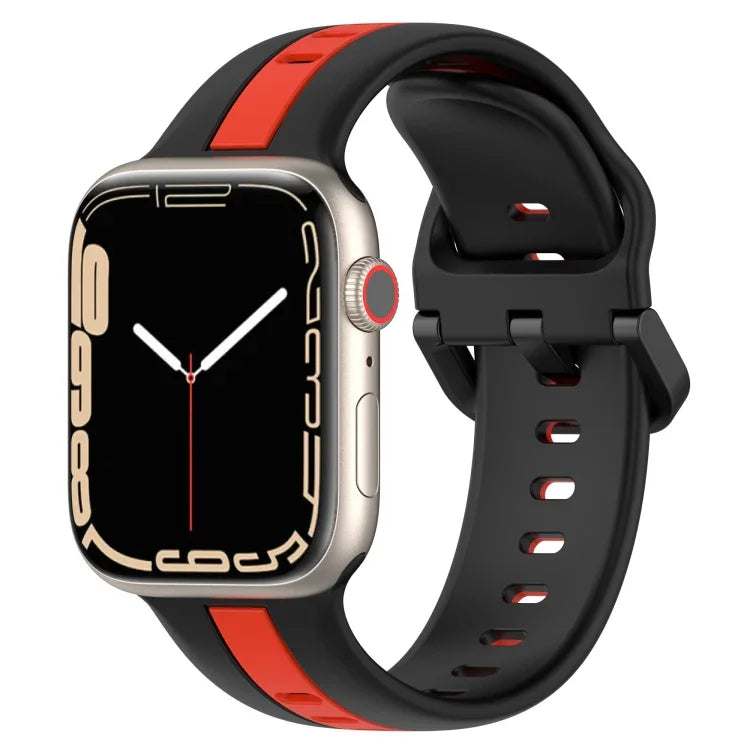 Zweifarbiges Silikon-Uhrenarmband mit Schlaufenverschluss, für Apple Watch Ultra 49 mm, Apple Watch Series 8 &amp; 7 45 mm und Apple Watch Series 8 &amp; 7 41 mm