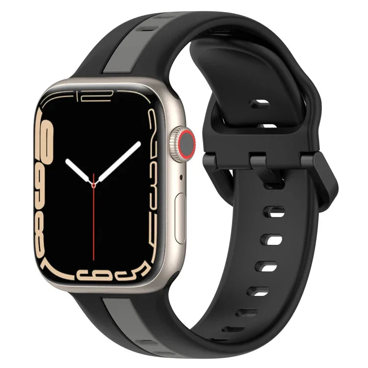 Zweifarbiges Silikon-Uhrenarmband mit Schlaufenverschluss, für Apple Watch Ultra 49 mm, Apple Watch Series 8 &amp; 7 45 mm und Apple Watch Series 8 &amp; 7 41 mm