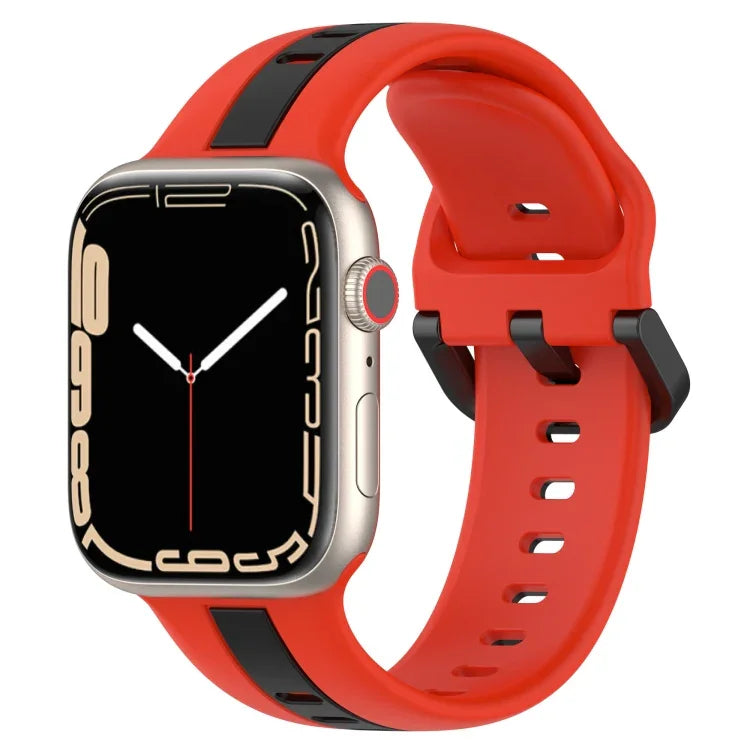 Zweifarbiges Silikon-Uhrenarmband mit Schlaufenverschluss, für Apple Watch Ultra 49 mm, Apple Watch Series 8 &amp; 7 45 mm und Apple Watch Series 8 &amp; 7 41 mm