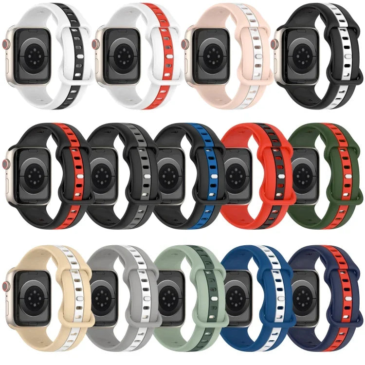 Zweifarbiges Silikonarmband mit Schmetterlingsverschluss, passend für Apple Watch Ultra (49 mm), Apple Watch Series 8 &amp; 7 (45 mm) und Apple Watch Series 8 &amp; 7 (41 mm).