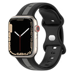 Zweifarbiges Silikonarmband mit Schmetterlingsverschluss, passend für Apple Watch Ultra (49 mm), Apple Watch Series 8 &amp; 7 (45 mm) und Apple Watch Series 8 &amp; 7 (41 mm).