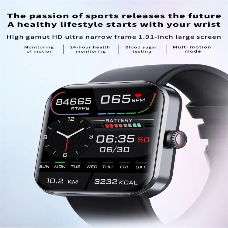 F57L Smartwatch mit 1,91-Zoll-Farbbildschirm, unterstützt Herzfrequenz- und Blutdruckmessung