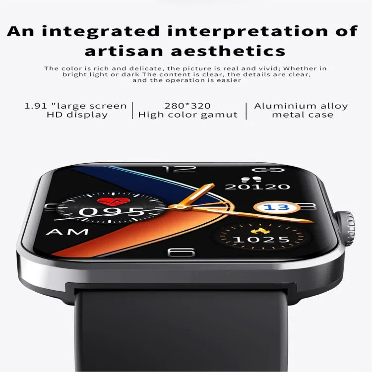 F57L Smartwatch mit 1,91-Zoll-Farbbildschirm, unterstützt Herzfrequenz- und Blutdruckmessung