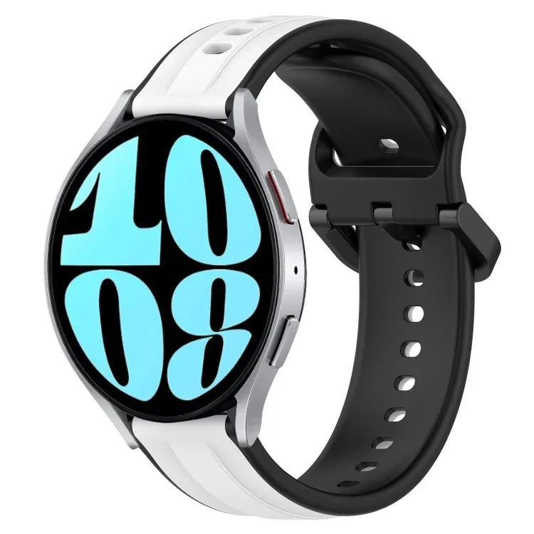 20 mm breites, konvexes Silikon-Uhrenarmband in zwei Farben, passend für Samsung Galaxy Watch 6 (40 mm) und Samsung Galaxy Watch 6 Classic (43 mm).