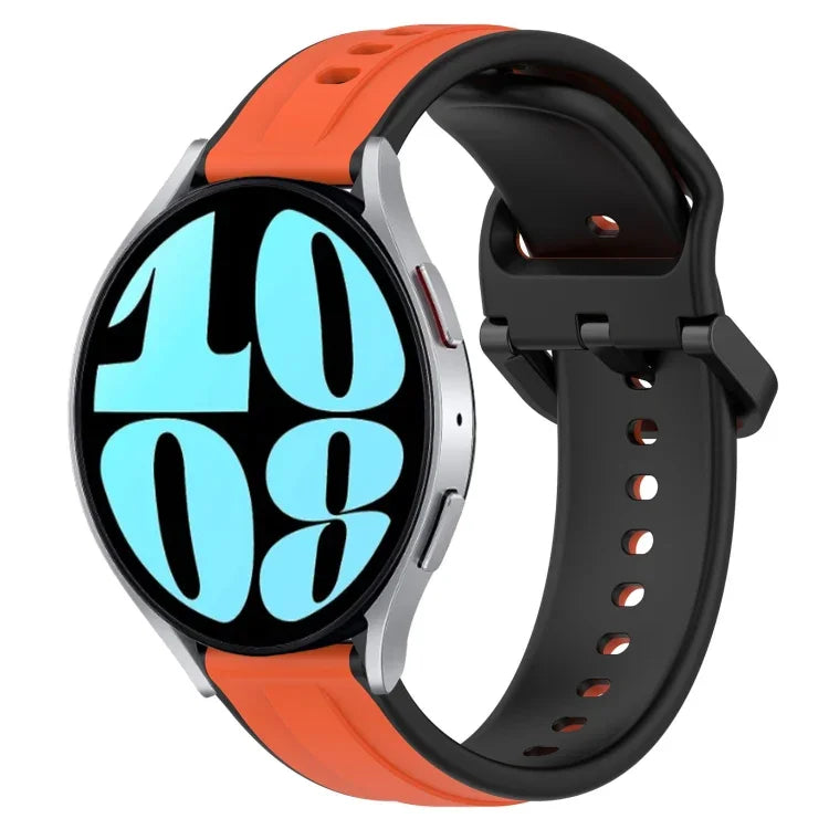 20 mm breites, konvexes Silikon-Uhrenarmband in zwei Farben, passend für Samsung Galaxy Watch 6 (40 mm) und Samsung Galaxy Watch 6 Classic (43 mm).