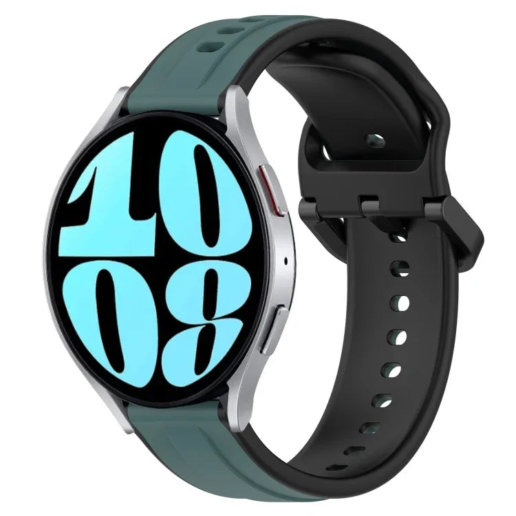 20 mm breites, konvexes Silikon-Uhrenarmband in zwei Farben, passend für Samsung Galaxy Watch 6 (40 mm) und Samsung Galaxy Watch 6 Classic (43 mm).