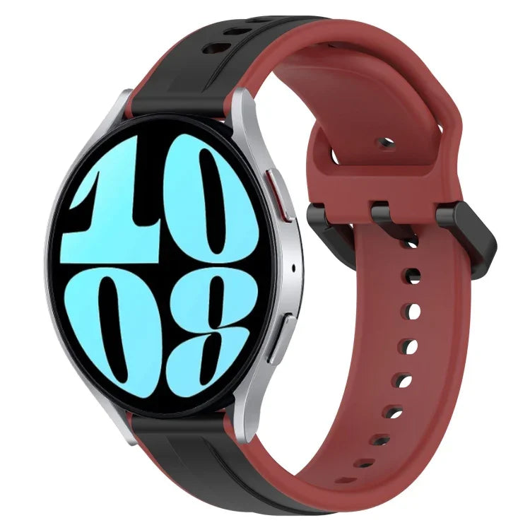 20 mm breites, konvexes Silikon-Uhrenarmband in zwei Farben, passend für Samsung Galaxy Watch 6 (40 mm) und Samsung Galaxy Watch 6 Classic (43 mm).