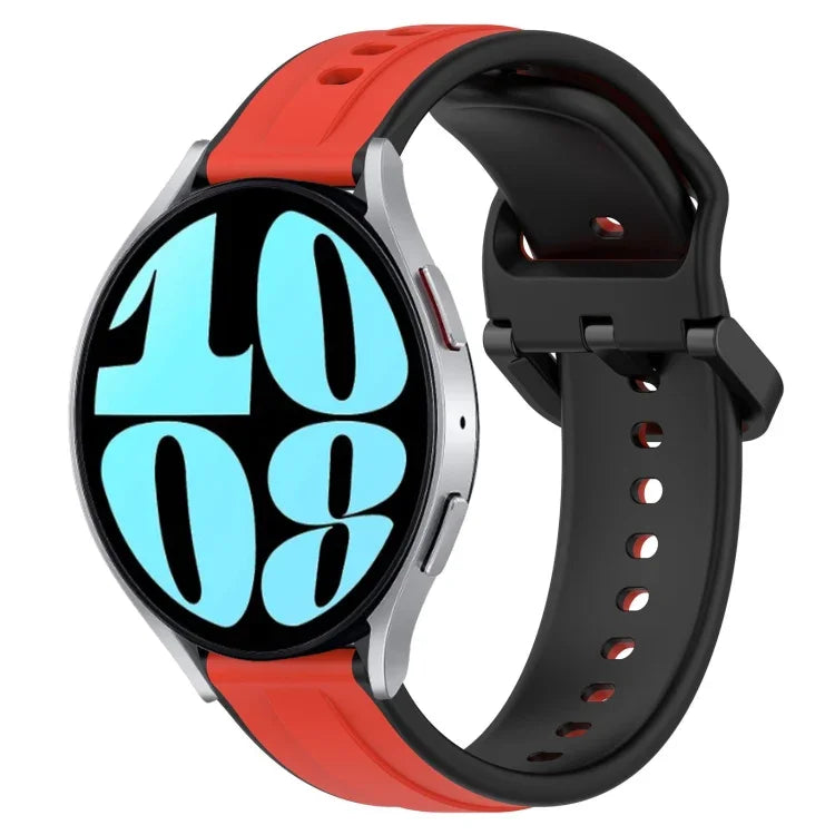 20 mm breites, konvexes Silikon-Uhrenarmband in zwei Farben, passend für Samsung Galaxy Watch 6 (40 mm) und Samsung Galaxy Watch 6 Classic (43 mm).