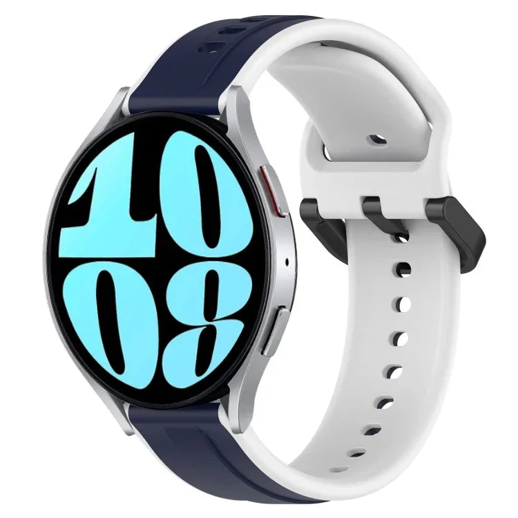20 mm breites, konvexes Silikon-Uhrenarmband in zwei Farben, passend für Samsung Galaxy Watch 6 (40 mm) und Samsung Galaxy Watch 6 Classic (43 mm).