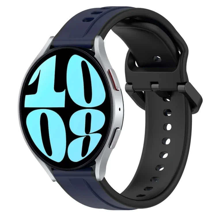 20 mm breites, konvexes Silikon-Uhrenarmband in zwei Farben, passend für Samsung Galaxy Watch 6 (40 mm) und Samsung Galaxy Watch 6 Classic (43 mm).