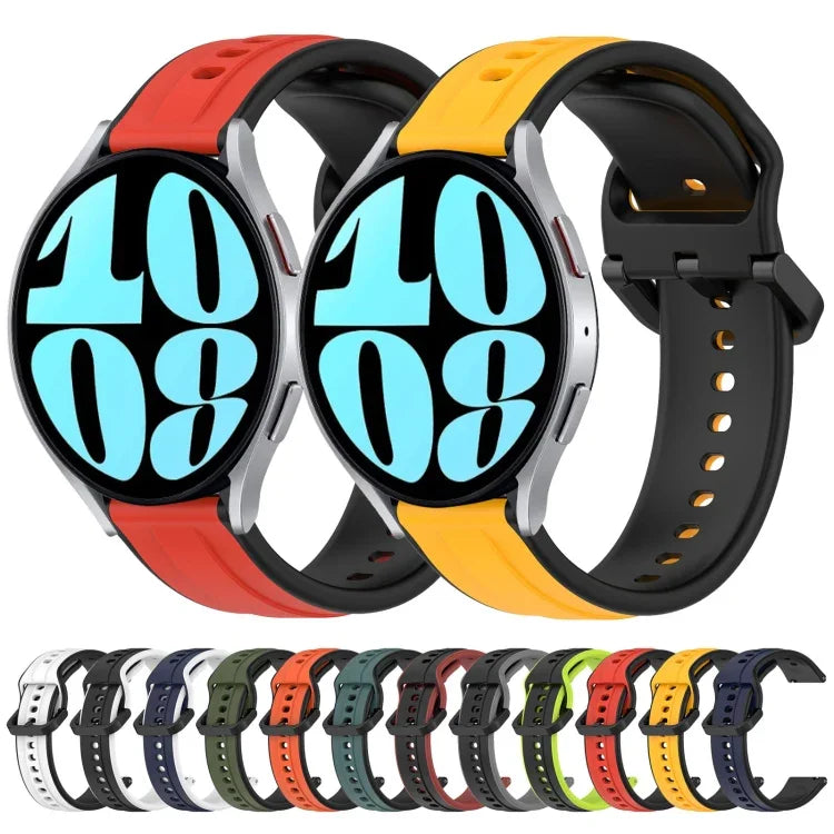20 mm breites, konvexes Silikon-Uhrenarmband in zwei Farben, passend für Samsung Galaxy Watch 6 (40 mm) und Samsung Galaxy Watch 6 Classic (43 mm).