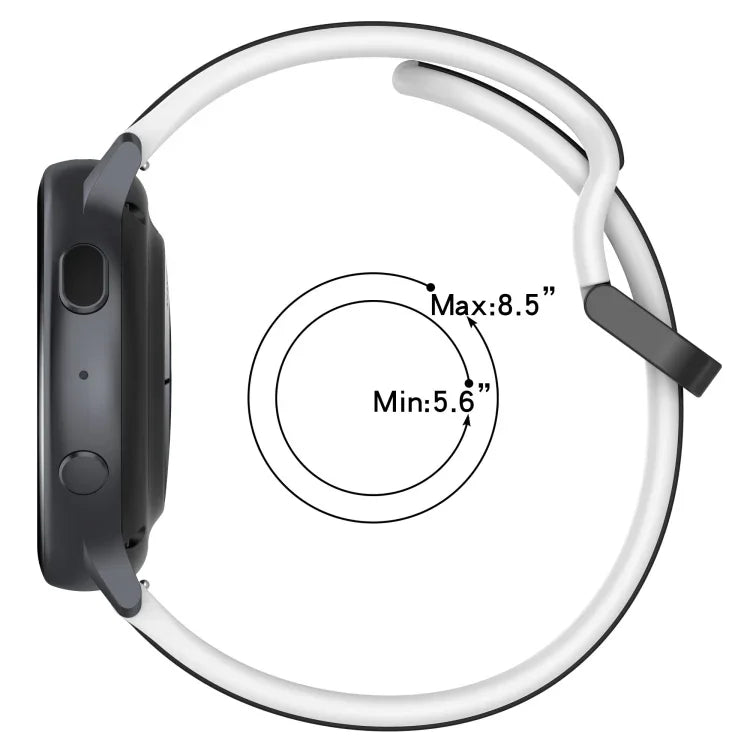 20 mm breites, konvexes Silikon-Uhrenarmband in zwei Farben, passend für Samsung Galaxy Watch 6 (40 mm) und Samsung Galaxy Watch 6 Classic (43 mm).