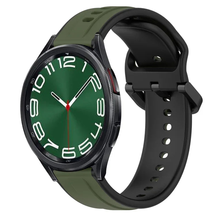 20 mm breites, konvexes Silikon-Uhrenarmband in zwei Farben, passend für Samsung Galaxy Watch 6 (40 mm) und Samsung Galaxy Watch 6 Classic (43 mm).