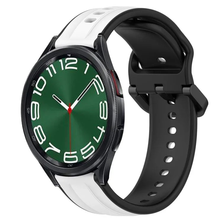 20 mm breites, konvexes Silikon-Uhrenarmband in zwei Farben, passend für Samsung Galaxy Watch 6 (40 mm) und Samsung Galaxy Watch 6 Classic (43 mm).