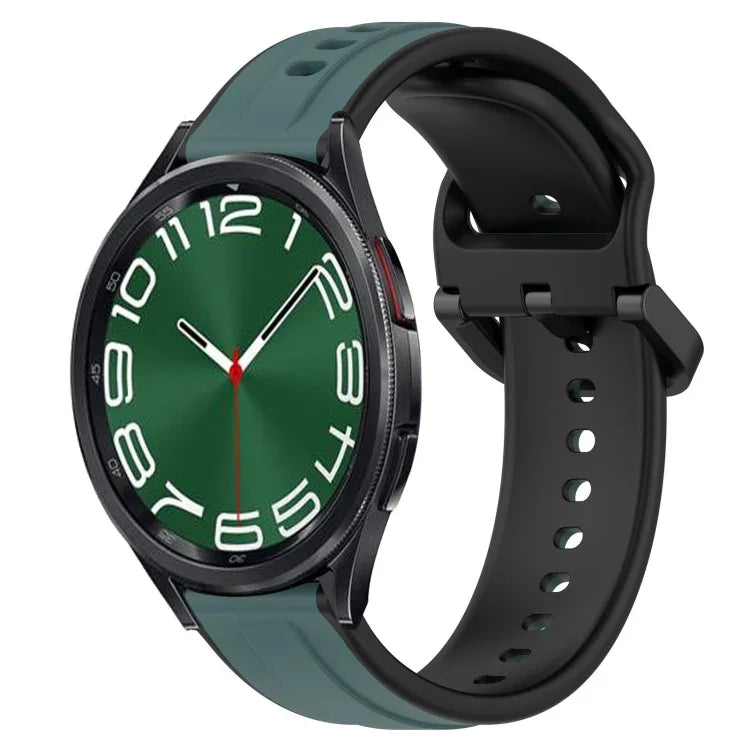 20 mm breites, konvexes Silikon-Uhrenarmband in zwei Farben, passend für Samsung Galaxy Watch 6 (40 mm) und Samsung Galaxy Watch 6 Classic (43 mm).