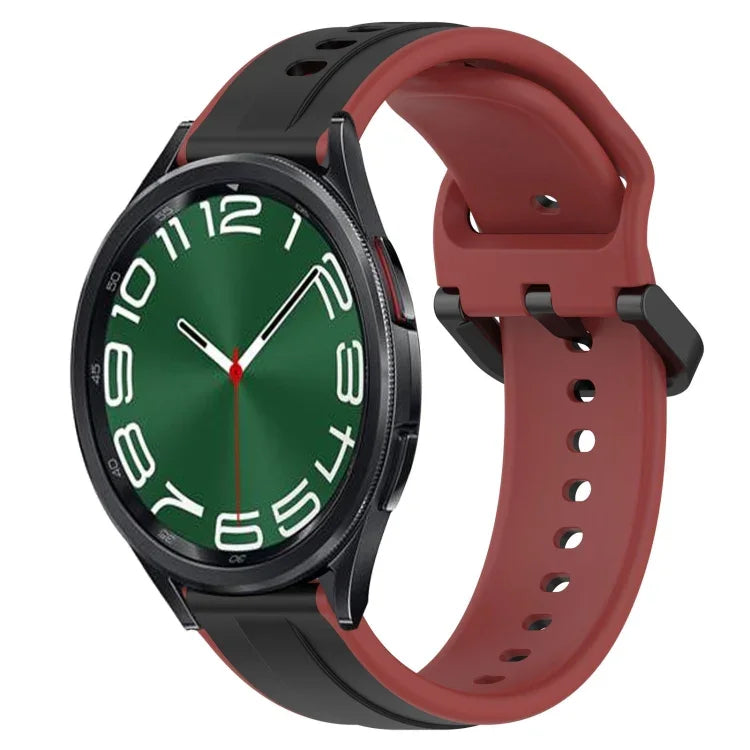 20 mm breites, konvexes Silikon-Uhrenarmband in zwei Farben, passend für Samsung Galaxy Watch 6 (40 mm) und Samsung Galaxy Watch 6 Classic (43 mm).