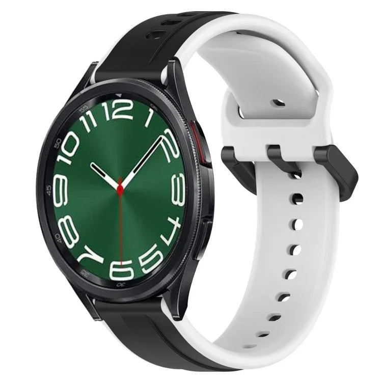 20 mm breites, konvexes Silikon-Uhrenarmband in zwei Farben, passend für Samsung Galaxy Watch 6 (40 mm) und Samsung Galaxy Watch 6 Classic (43 mm).