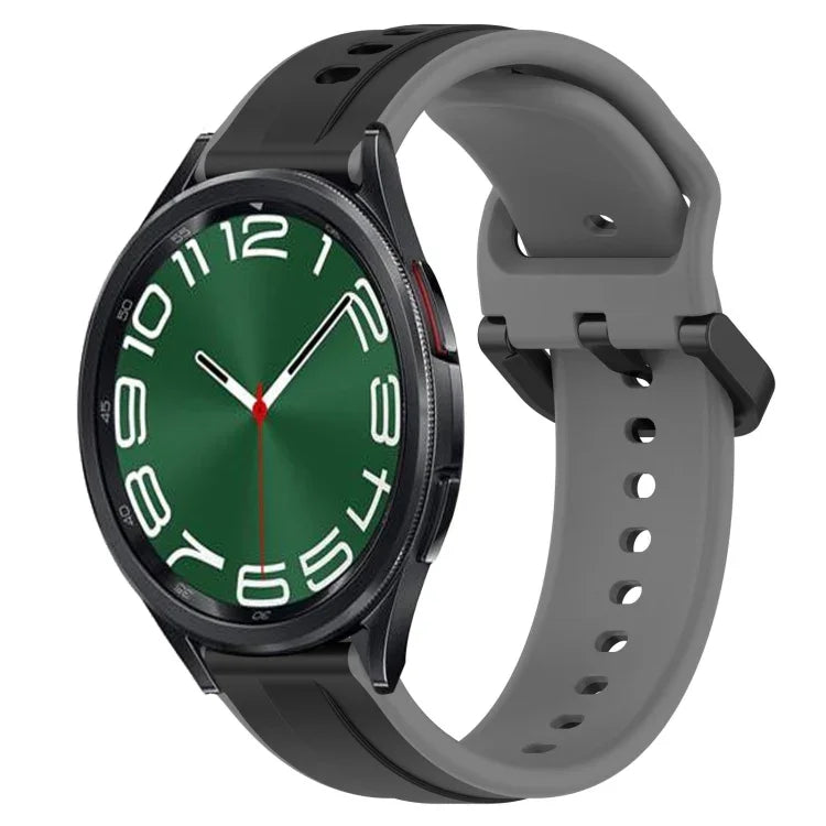 20 mm breites, konvexes Silikon-Uhrenarmband in zwei Farben, passend für Samsung Galaxy Watch 6 (40 mm) und Samsung Galaxy Watch 6 Classic (43 mm).