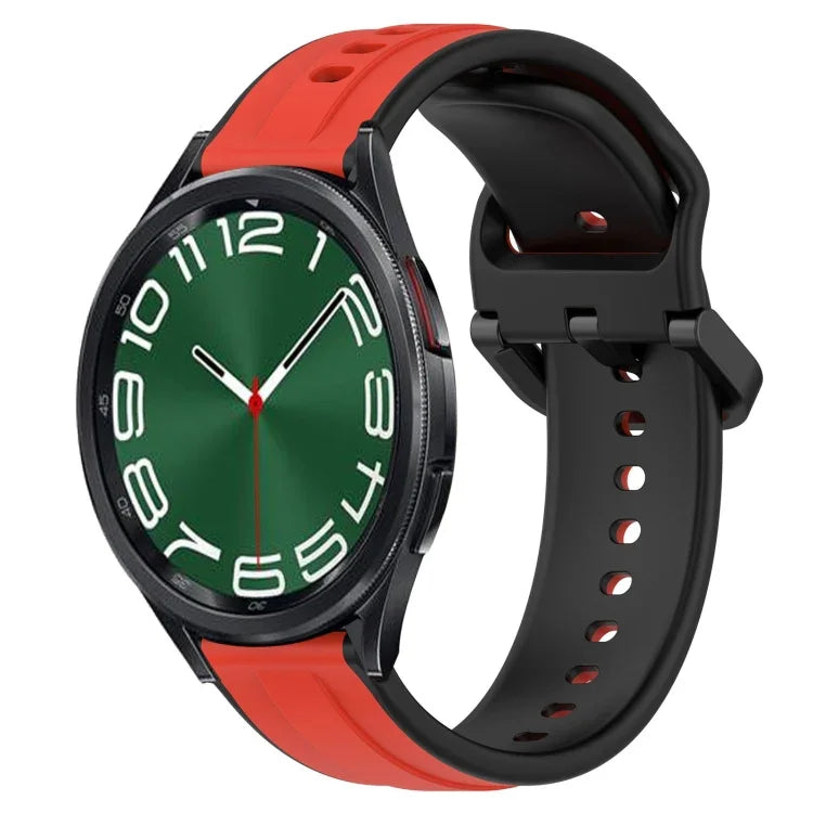 20 mm breites, konvexes Silikon-Uhrenarmband in zwei Farben, passend für Samsung Galaxy Watch 6 (40 mm) und Samsung Galaxy Watch 6 Classic (43 mm).