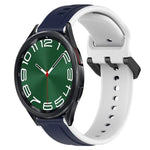 20 mm breites, konvexes Silikon-Uhrenarmband in zwei Farben, passend für Samsung Galaxy Watch 6 (40 mm) und Samsung Galaxy Watch 6 Classic (43 mm).
