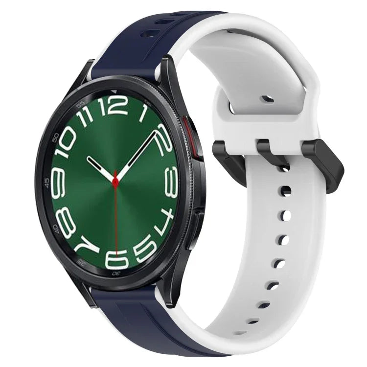20 mm breites, konvexes Silikon-Uhrenarmband in zwei Farben, passend für Samsung Galaxy Watch 6 (40 mm) und Samsung Galaxy Watch 6 Classic (43 mm).