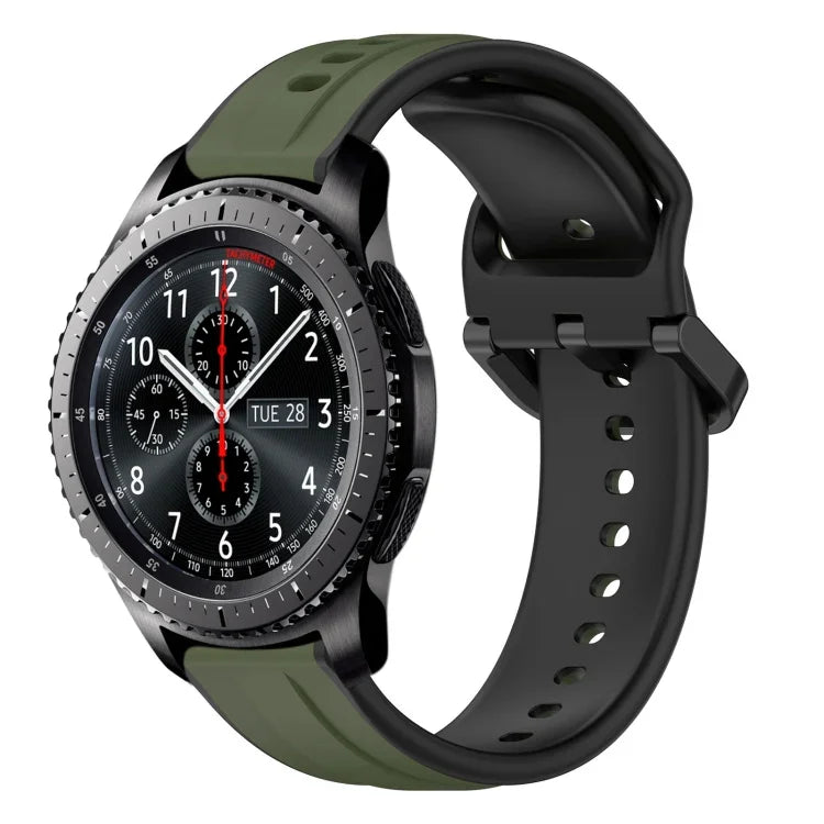 22mm Convex Loop Two-Color Silicone Watch Band, For Samsung Galaxy Watch3 45mm, For Samsung Galaxy Watch 46mm, For Samsung Gear S3 Classic, For Samsung Gear S3 Frontier