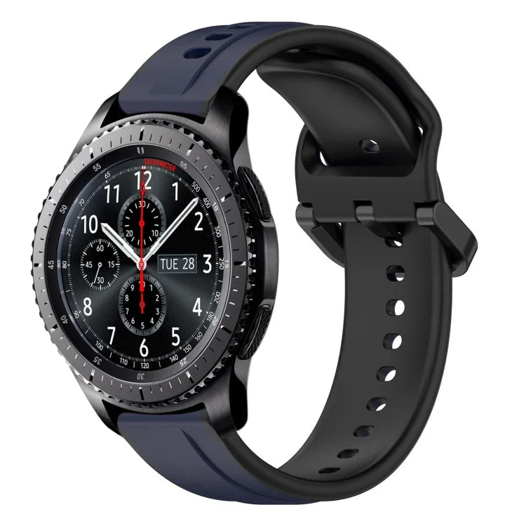 22mm Convex Loop Two-Color Silicone Watch Band, For Samsung Galaxy Watch3 45mm, For Samsung Galaxy Watch 46mm, For Samsung Gear S3 Classic, For Samsung Gear S3 Frontier