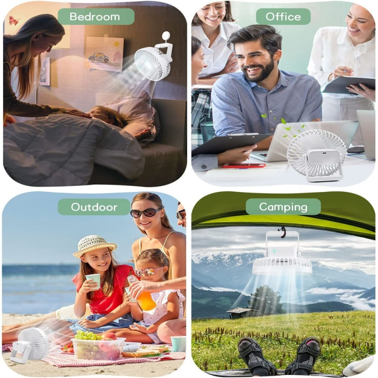 Multifunktionaler LED Wiederaufladbarer Outdoor Tragbarer Zelt Camping Ventilator, Schwarz, Weiß