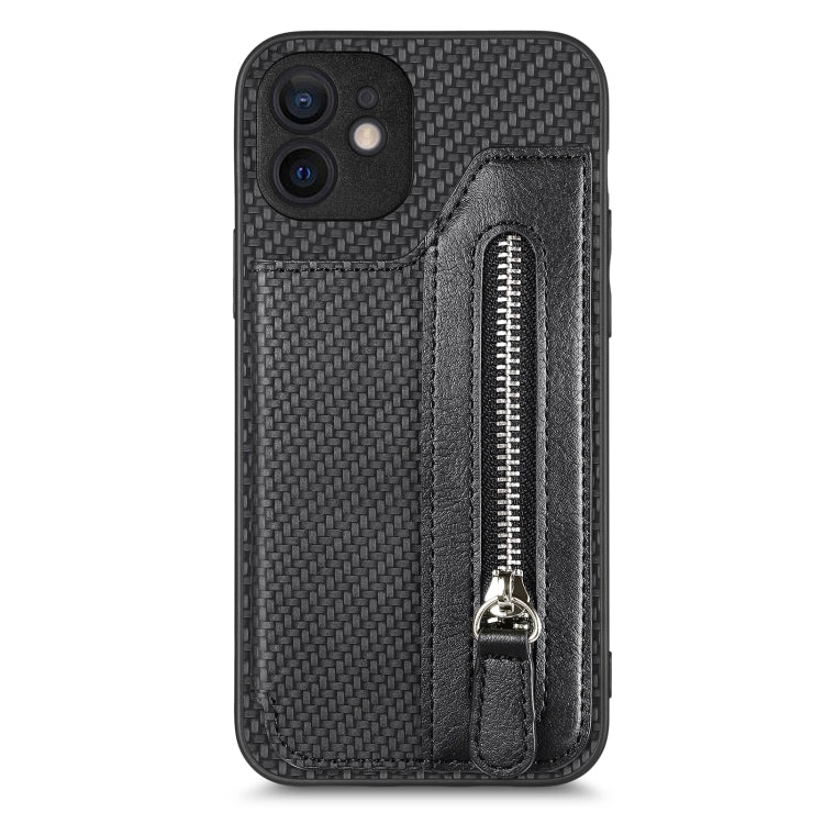 Carbon Fiber Horizontal Flip Zipper Wallet Phone Case, For iPhone 12, For iPhone 12 Pro, For iPhone 12 Pro Max, For iPhone 11, For iPhone 11 Pro, For iPhone 11 Pro  Max, For iPhone X / XS, For iPhone XR, For iPhone XS Max